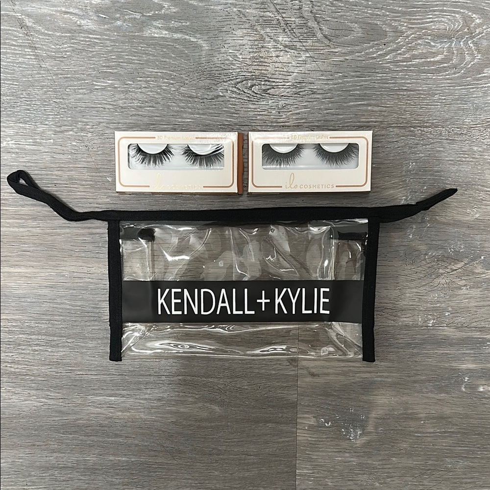 Kendall & Kylie Black Transparent Accessory Bag & 2 Pairs of 3D Prem Lashes